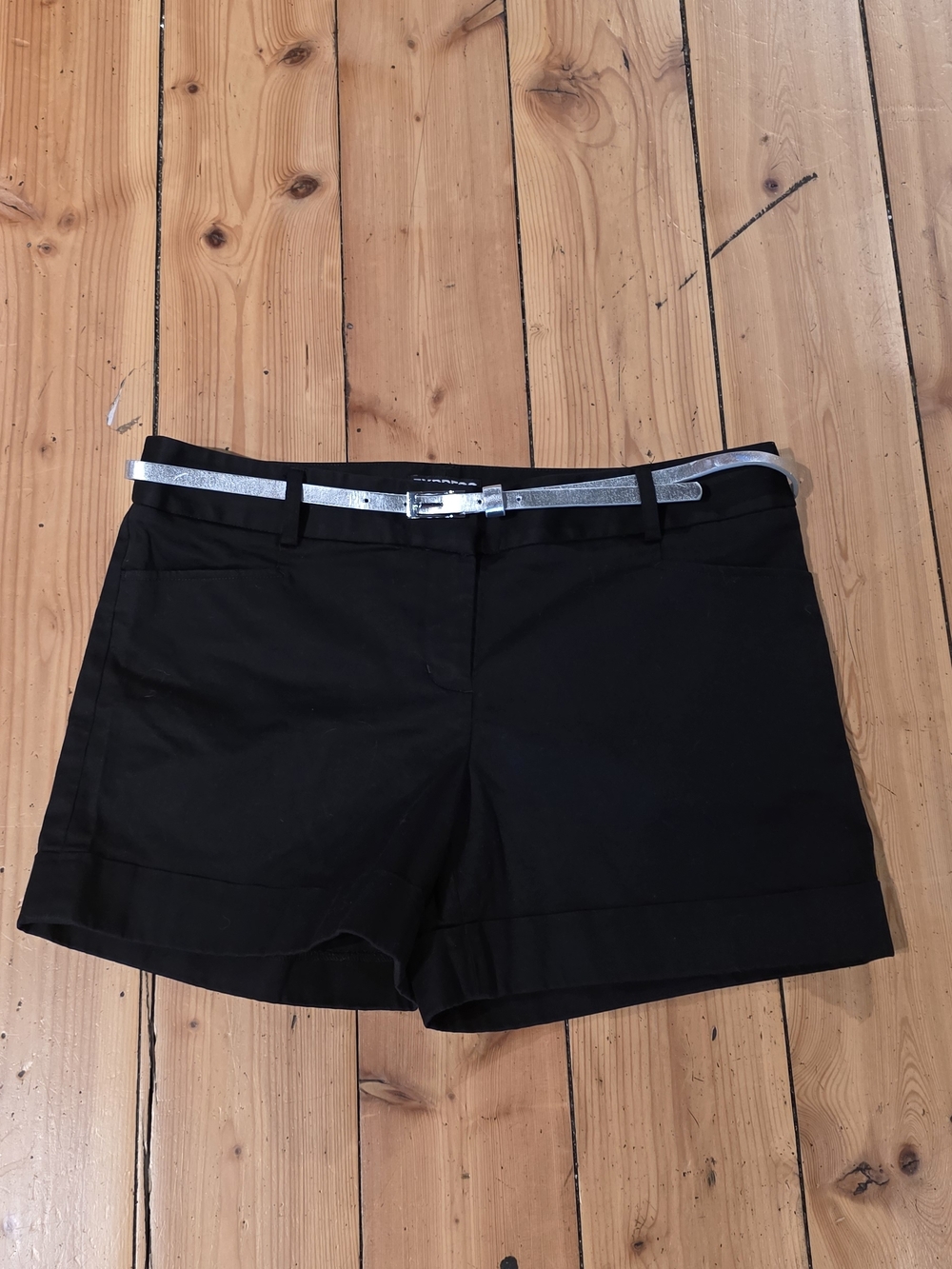 Express Black Women's Shorts with Silver Belt